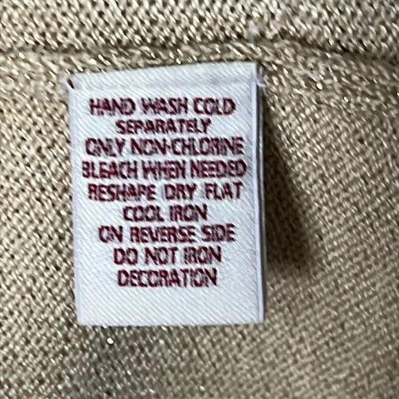 JM Collection Gold 3/4 Sleeve Beaded V-neck Sweater - size Large - Picture 8 of 10